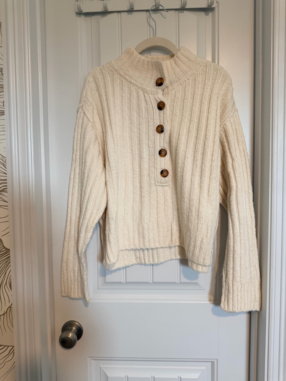 Free People Latte Henley Sweater in Ivory size XS - Picture 4 of 9